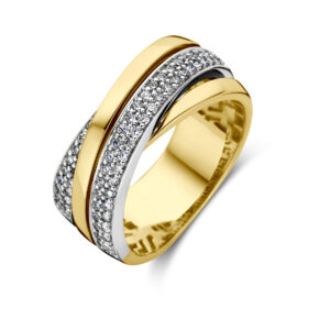 ring diamant 0.51ct h si 18K bicolor goud geel/wit