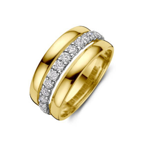 ring diamant 0.57ct h si 14K bicolor goud geel/wit