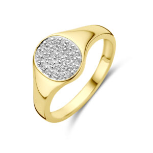 ring diamant gestift 0.15ct h si 14K geelgoud