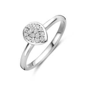 ring druppel zirkonia zilver gerhodineerd