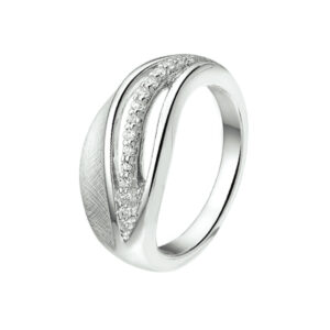 ring gescratcht zirkonia poli/mat zilver gerhodineerd