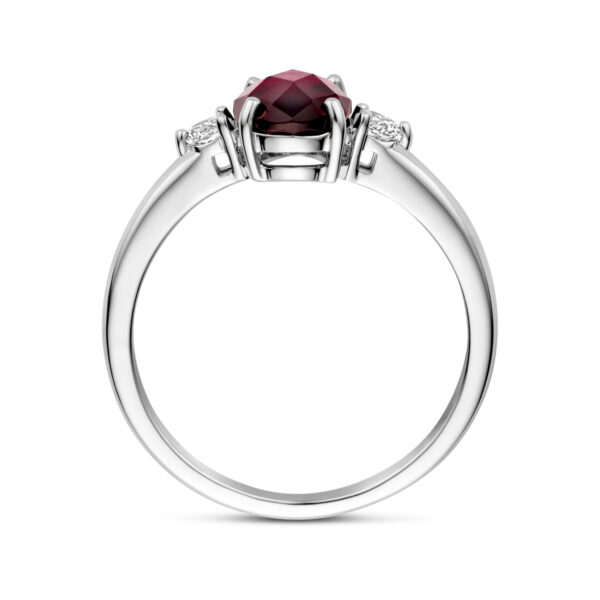 ring granaat en zirkonia zilver gerhodineerd - Afbeelding 3