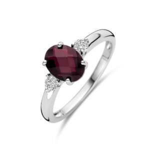 ring granaat en zirkonia zilver gerhodineerd