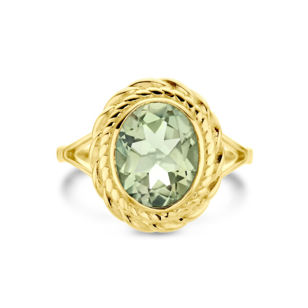 ring groen amethist 14K geelgoud - Afbeelding 4