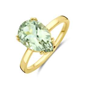 ring groen amethist 14K geelgoud
