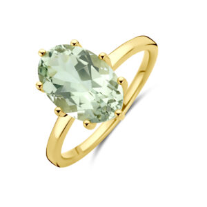 ring groen amethist 14K geelgoud
