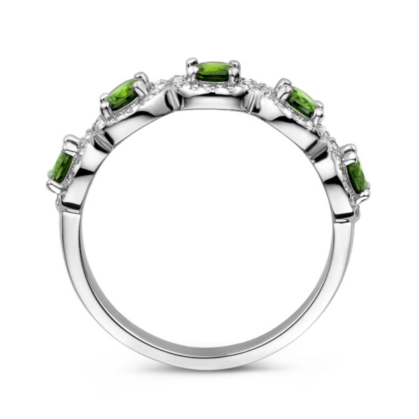 ring groen en wit zirkonia halo zilver gerhodineerd - Afbeelding 3