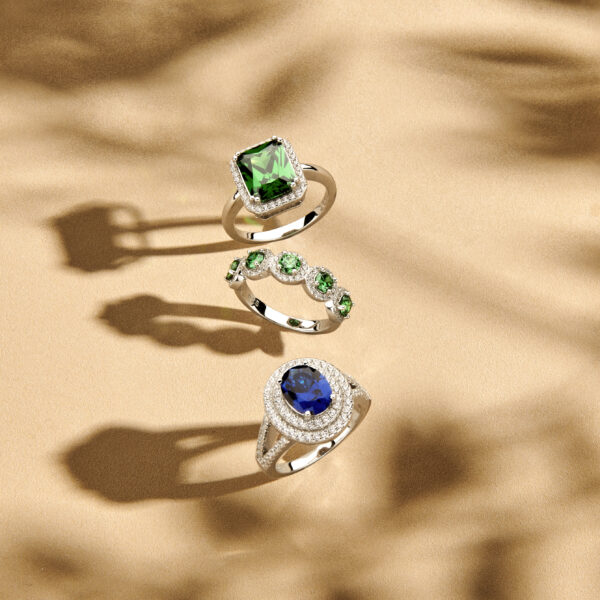 ring groen en wit zirkonia halo zilver gerhodineerd - Afbeelding 5