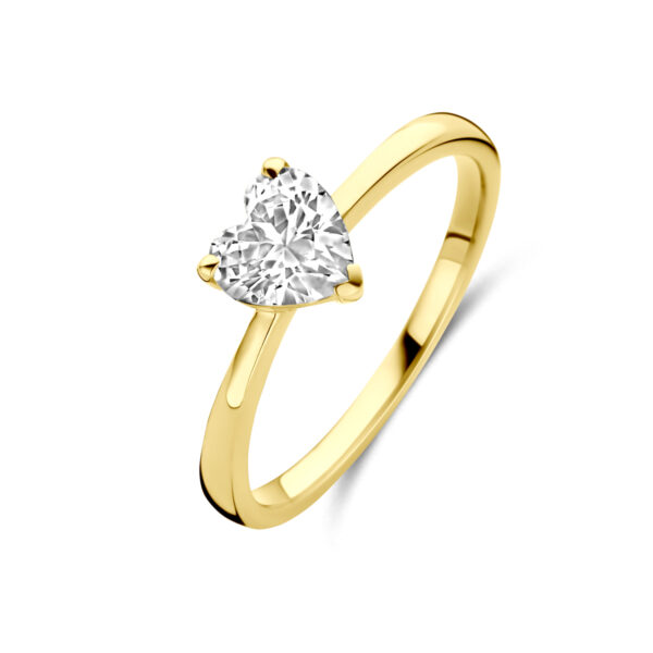 ring hart zirkonia 14K geelgoud
