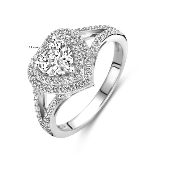 ring hart zirkonia zilver gerhodineerd - Afbeelding 4