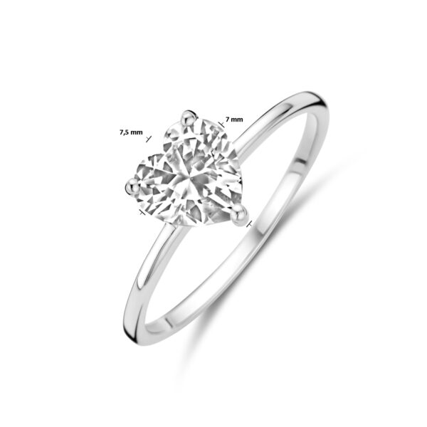 ring hartje zirkonia zilver gerhodineerd - Afbeelding 4