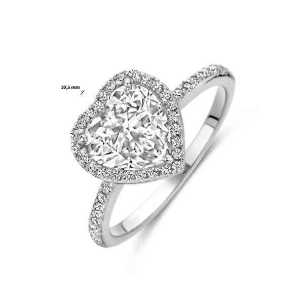 ring hartje zirkonia zilver gerhodineerd - Afbeelding 4