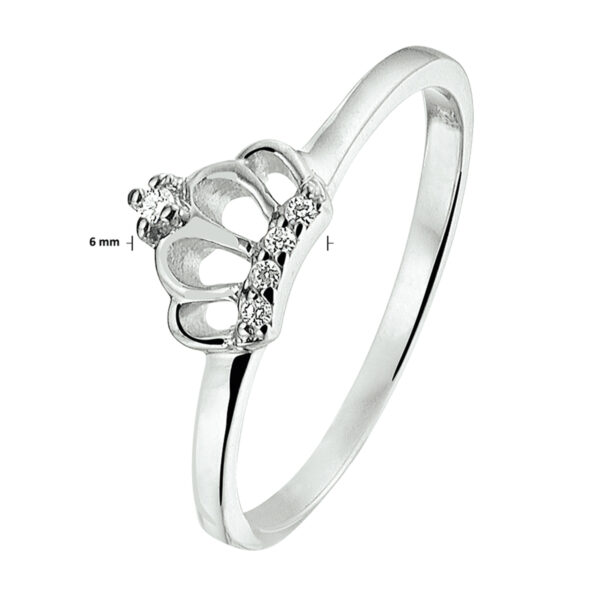 ring kroon zirkonia zilver gerhodineerd - Afbeelding 4