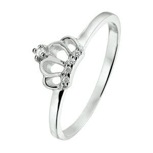 ring kroon zirkonia zilver gerhodineerd