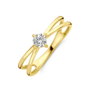 ring lab grown diamant 0.25ct h si 14K geelgoud