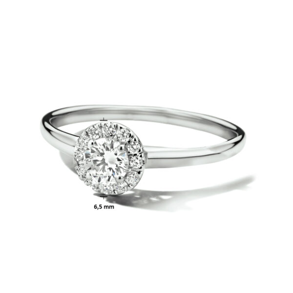 ring lab grown diamant 0.33ct h si halo 14K witgoud met palladium - Afbeelding 3