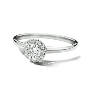 ring lab grown diamant 0.33ct h si halo 14K witgoud met palladium