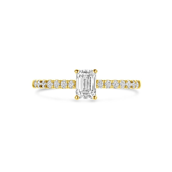 ring lab grown diamant 0.58ct g vs 14K geelgoud - Afbeelding 4