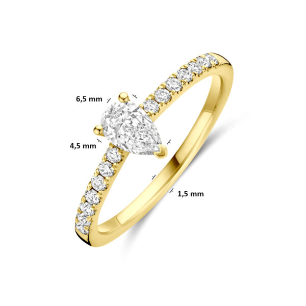 ring lab grown diamant 0.58ct g vs 14K geelgoud - Afbeelding 5