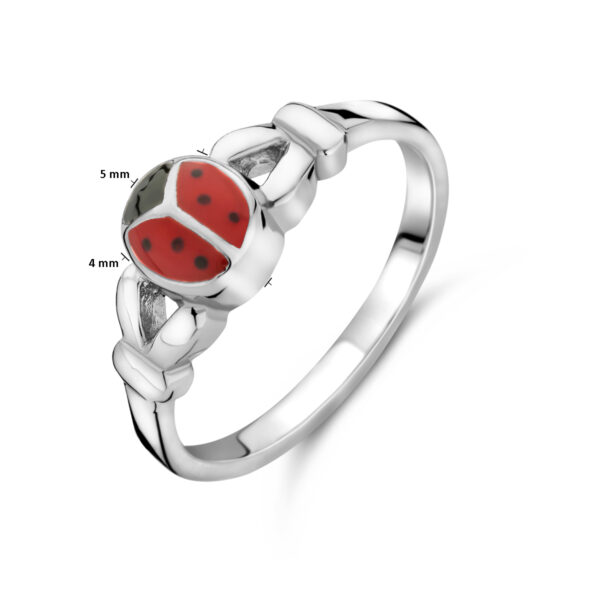 ring lieveheersbeestje zilver gerhodineerd - Afbeelding 4