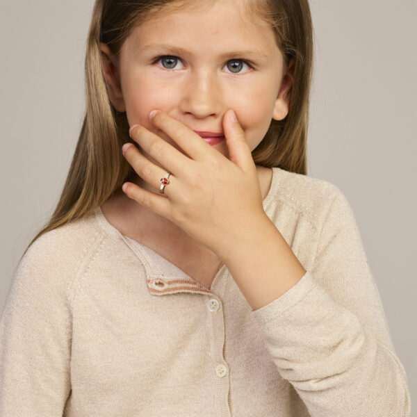ring lieveheersbeestje zilver wit - Afbeelding 2