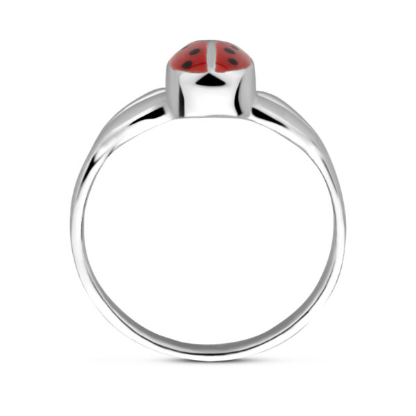 ring lieveheersbeestje zilver wit - Afbeelding 3