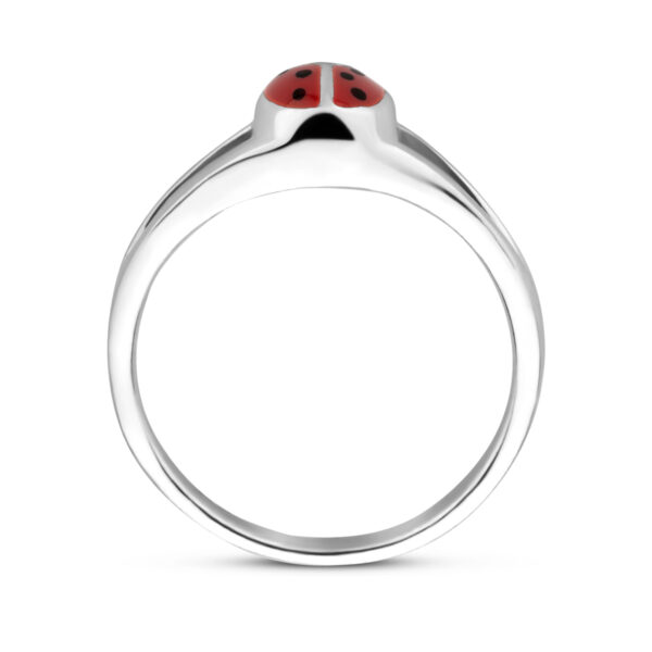 ring lieveheersbeestje zilver wit - Afbeelding 3