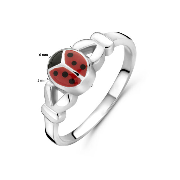 ring lieveheersbeestje zilver wit - Afbeelding 4
