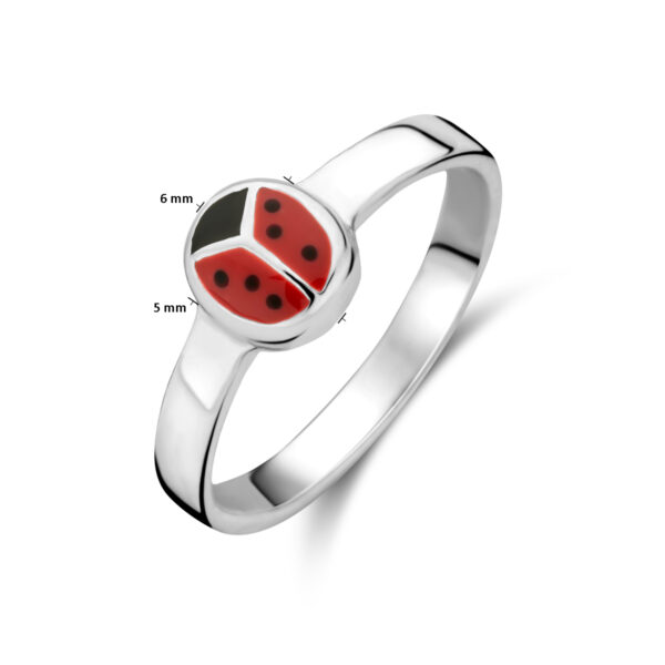 ring lieveheersbeestje zilver wit - Afbeelding 4