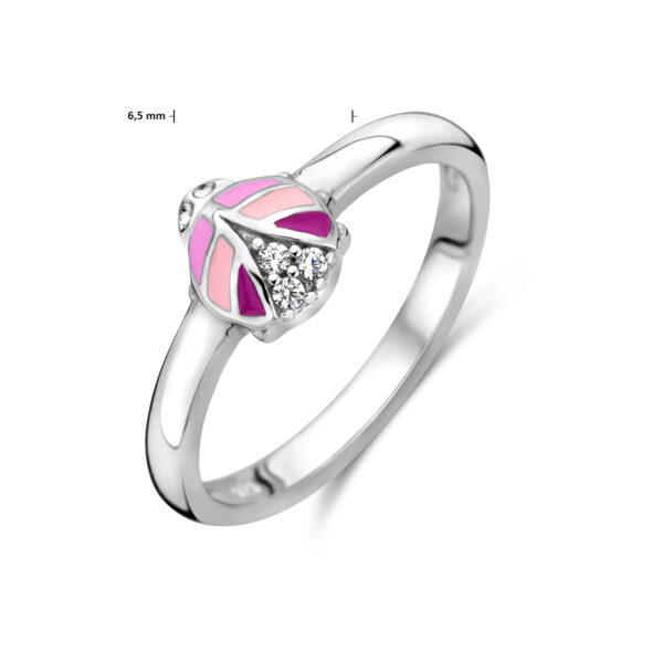ring lieveheersbeestje zirkonia zilver gerhodineerd - Afbeelding 4