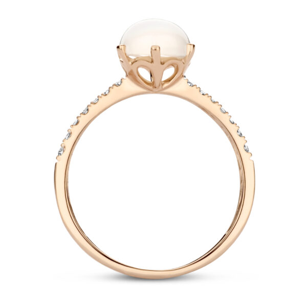 ring maansteen en diamant 0.06ct h si 14K roségoud - Afbeelding 3