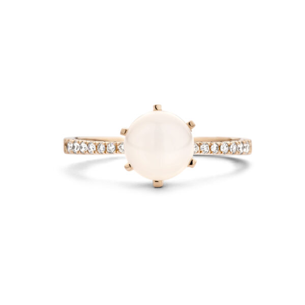 ring maansteen en diamant 0.06ct h si 14K roségoud - Afbeelding 4