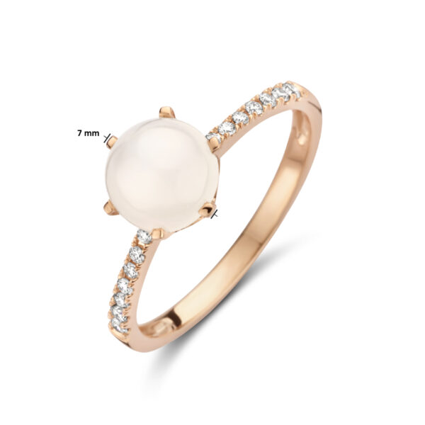 ring maansteen en diamant 0.06ct h si 14K roségoud - Afbeelding 5