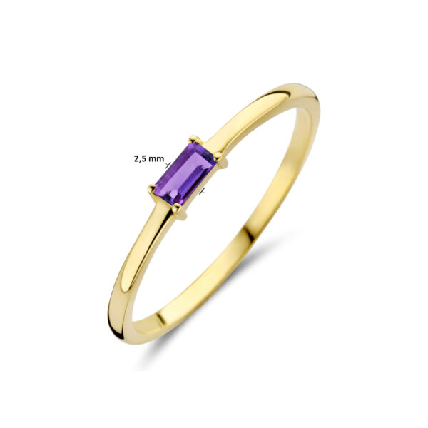ring met geboortesteen amethist februari 14K geelgoud - Afbeelding 5