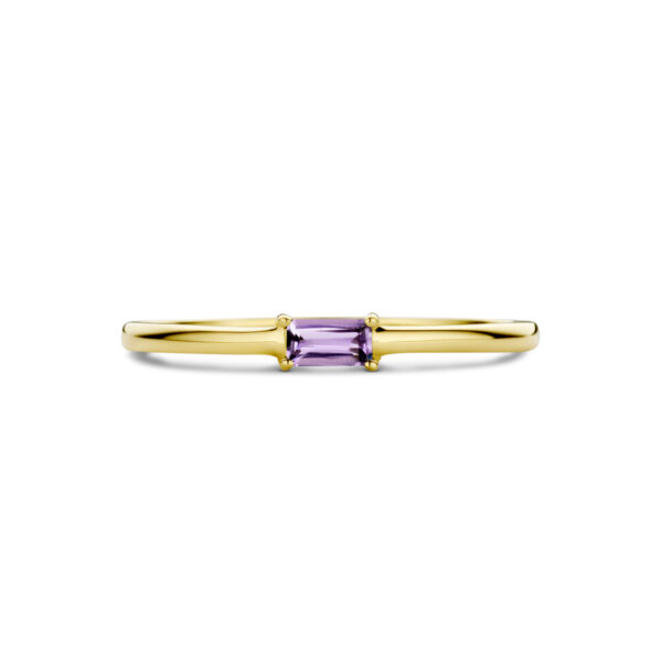 ring met geboortesteen amethist juni 14K geelgoud - Afbeelding 4