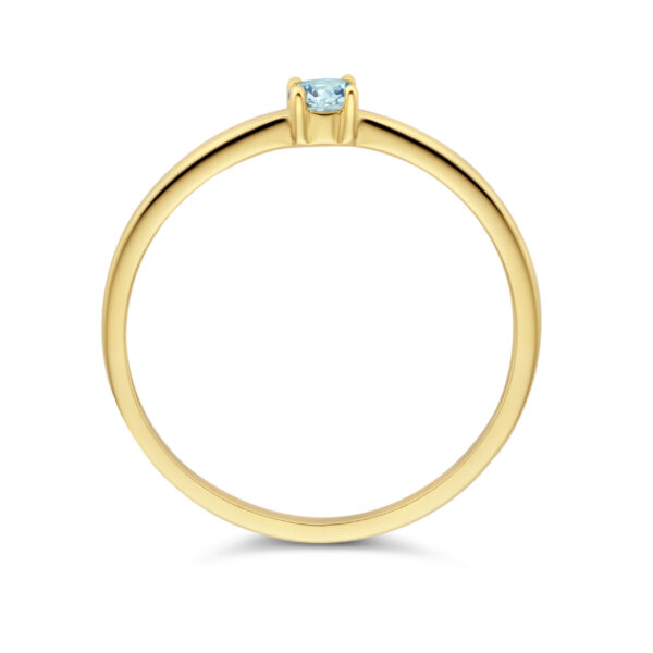 ring met geboortesteen aquamarijn maart 14K geelgoud - Afbeelding 4