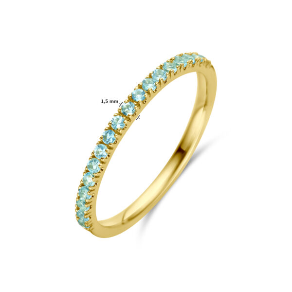 ring met geboortesteen aquamarijn maart 14K geelgoud - Afbeelding 5