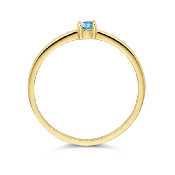ring met geboortesteen blauw topaas december 14K geelgoud - Afbeelding 4