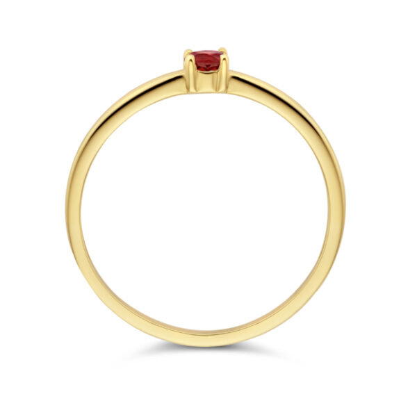 ring met geboortesteen granaat januari 14K geelgoud - Afbeelding 4