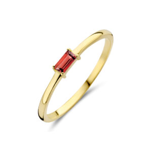 ring met geboortesteen granaat januari 14K geelgoud