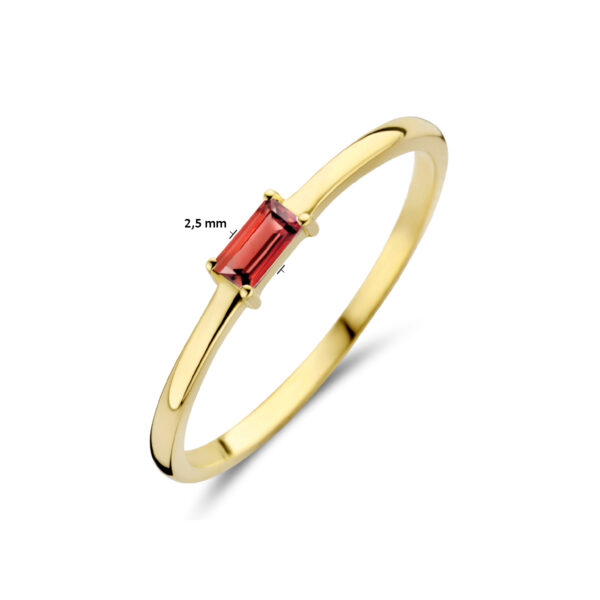 ring met geboortesteen granaat januari 14K geelgoud - Afbeelding 5