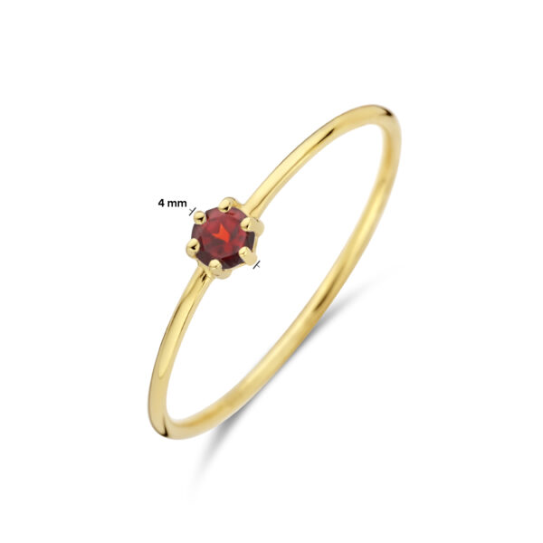 ring met geboortesteen granaat  januari 14K geelgoud - Afbeelding 5
