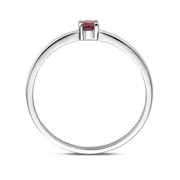 ring met geboortesteen granaat januari zilver gerhodineerd - Afbeelding 3