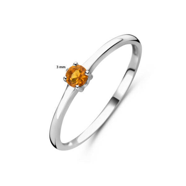 ring met geboortesteen november citrien zilver gerhodineerd - Afbeelding 4