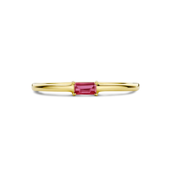 ring met geboortesteen robijn juli 14K geelgoud - Afbeelding 4