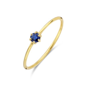 ring met geboortesteen saffier september 14K geelgoud