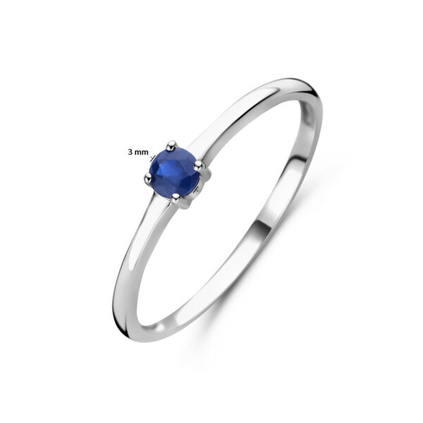 ring met geboortesteen saffier september zilver gerhodineerd - Afbeelding 4