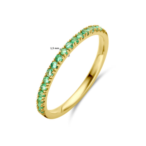 ring met geboortesteen smaragd mei 14K geelgoud - Afbeelding 5