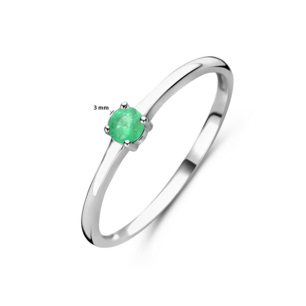 ring met geboortesteen smaragd mei zilver gerhodineerd - Afbeelding 4