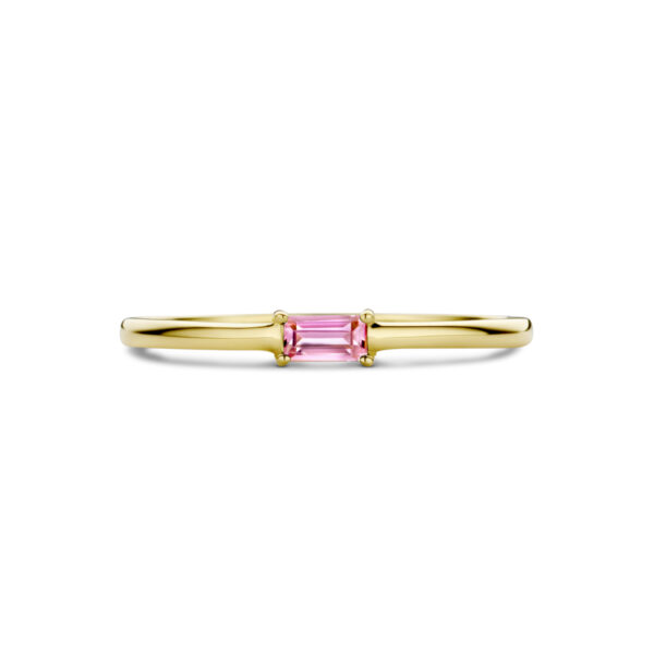 ring met geboortesteen toermalijn oktober 14K geelgoud - Afbeelding 4